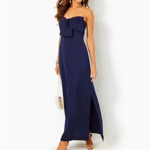 Carolynn Satin Maxi Bow Dress Lilly